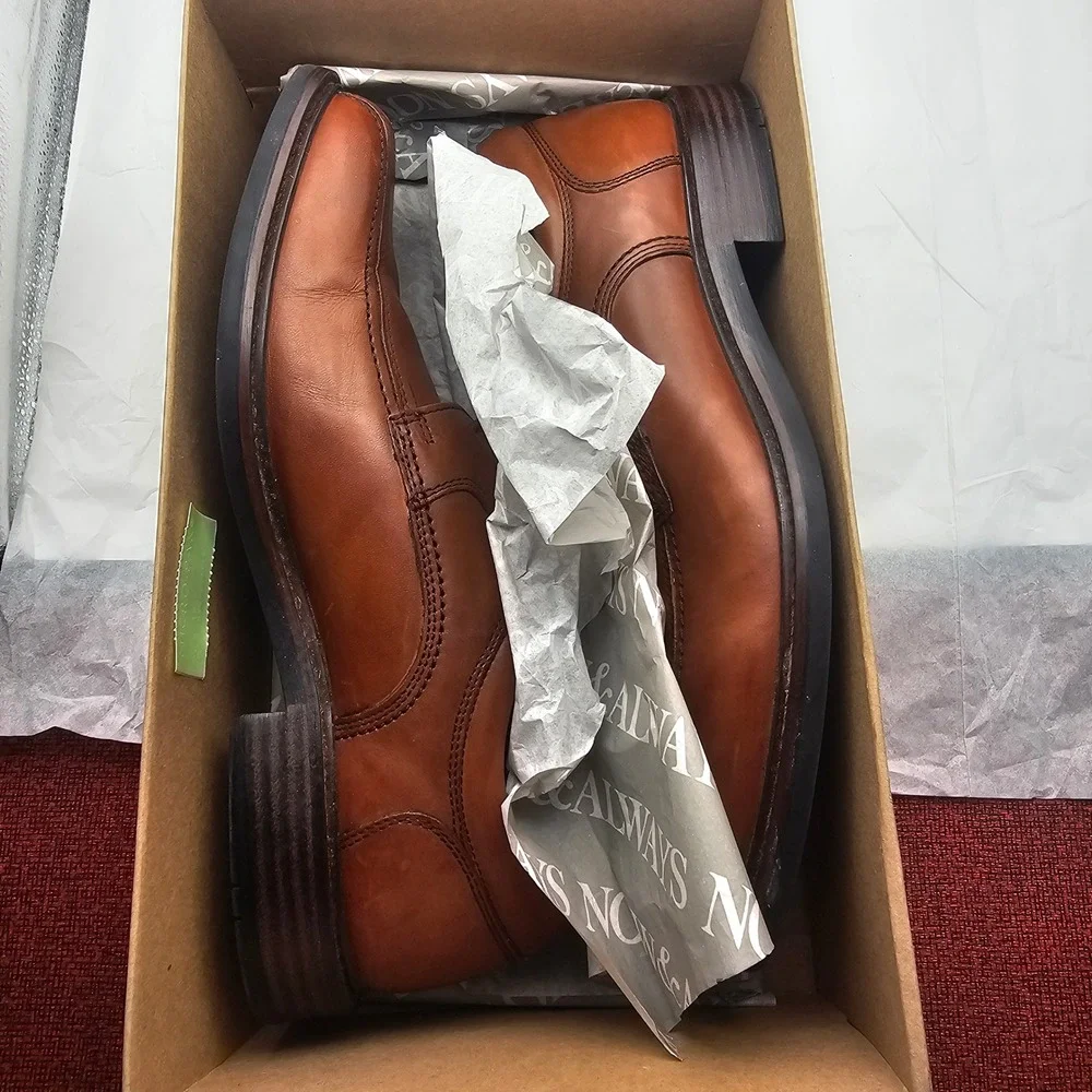 Johnston & Murphy Tabor Run Off Lace Up 11 Tan Calfskin Leather Business Classic